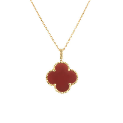 [Lunabriance]CLOVER 25MM NECKLACE GOLD CARNELIAN