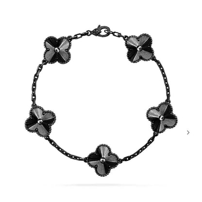 [Lunabriance]CLOVER 5 MOTIF BLACK BRACELET