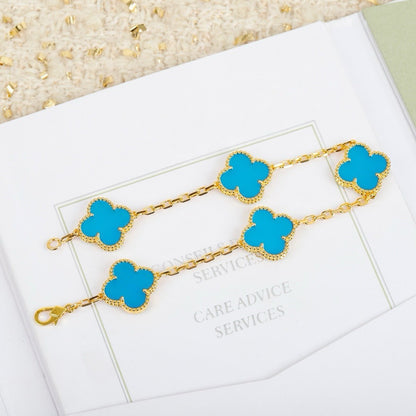 [Lunabriance]CLOVER 5 MOTIFS TURQUOISE BRACELET