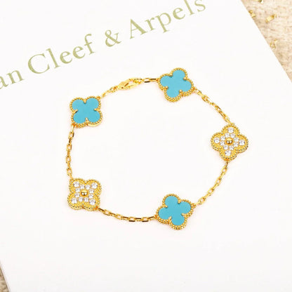 [Luna Brilliance]CLOVER 5 MOTIF TURQUOISE BRACELET COLLECTION