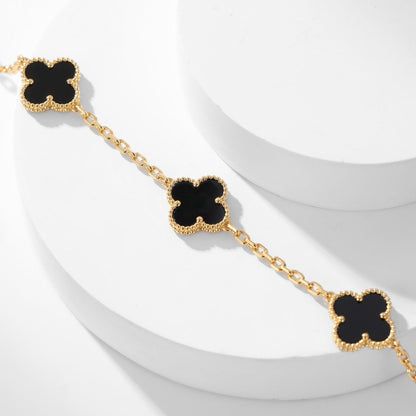 [Lunabriance]CLOVER 10 MOTIFS ONYX NECKLACE