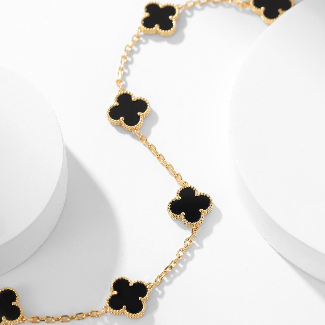 [Lunabriance]CLOVER 10 MOTIFS ONYX NECKLACE