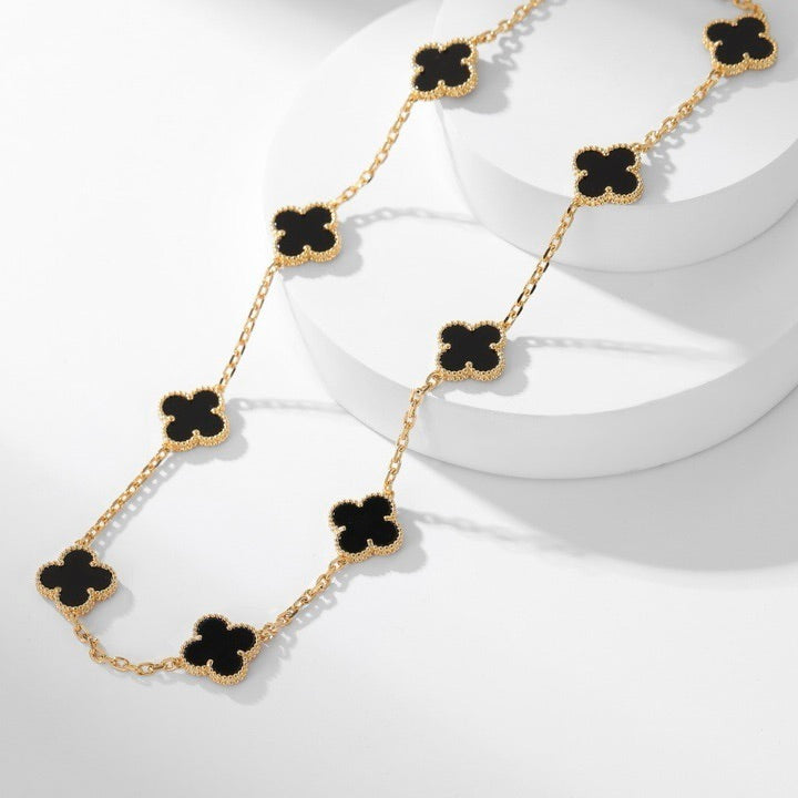 [Lunabriance]CLOVER 10 MOTIFS ONYX NECKLACE