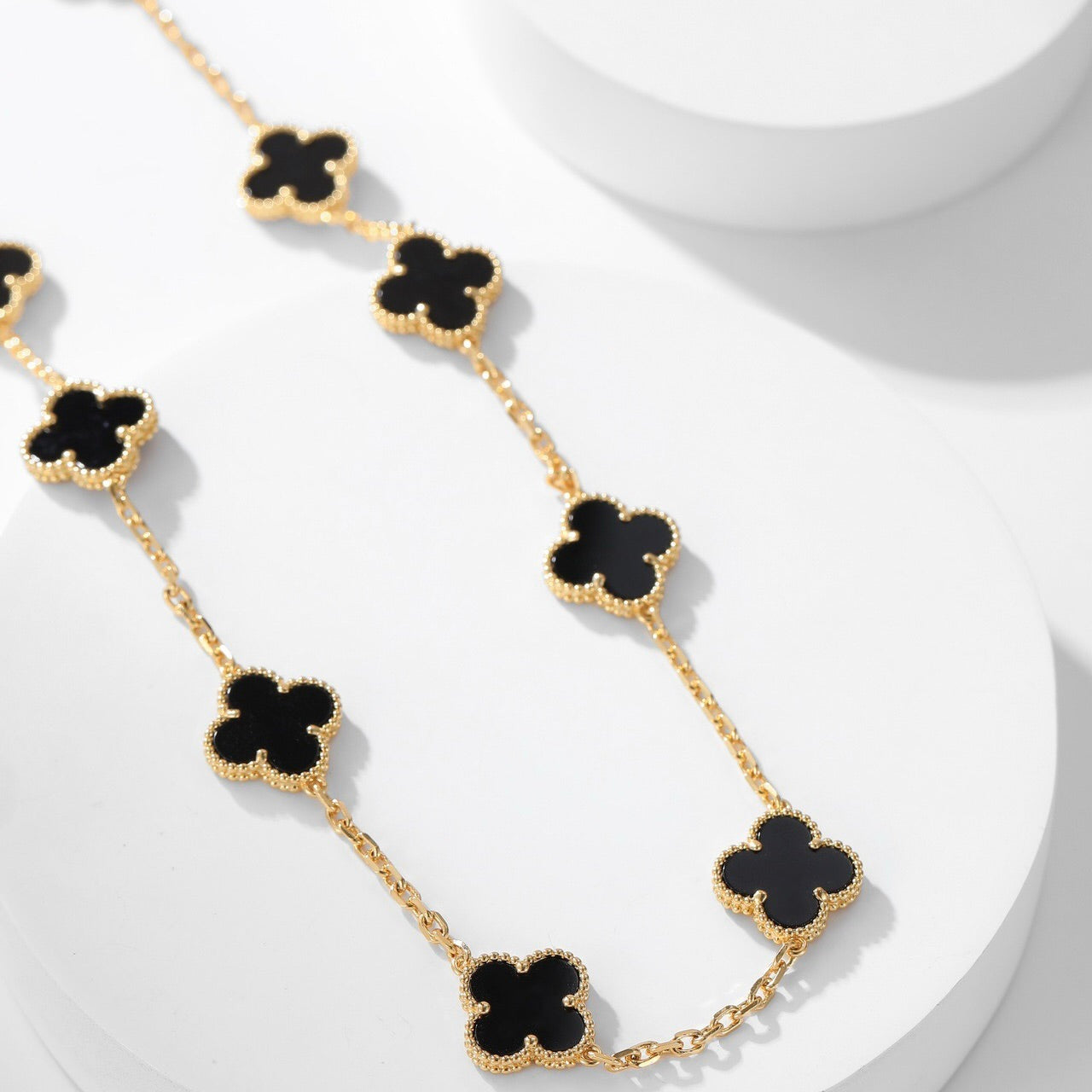 [Lunabriance]CLOVER 10 MOTIFS ONYX NECKLACE