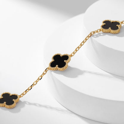 [Lunabriance]CLOVER 10 MOTIFS ONYX NECKLACE