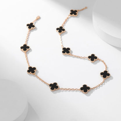 [Lunabriance]CLOVER 10 MOTIFS ONYX NECKLACE