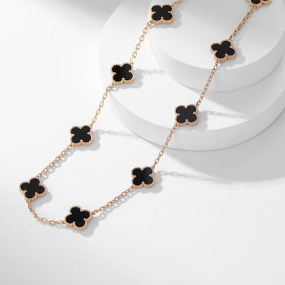 [Lunabriance]CLOVER 10 MOTIFS ONYX NECKLACE