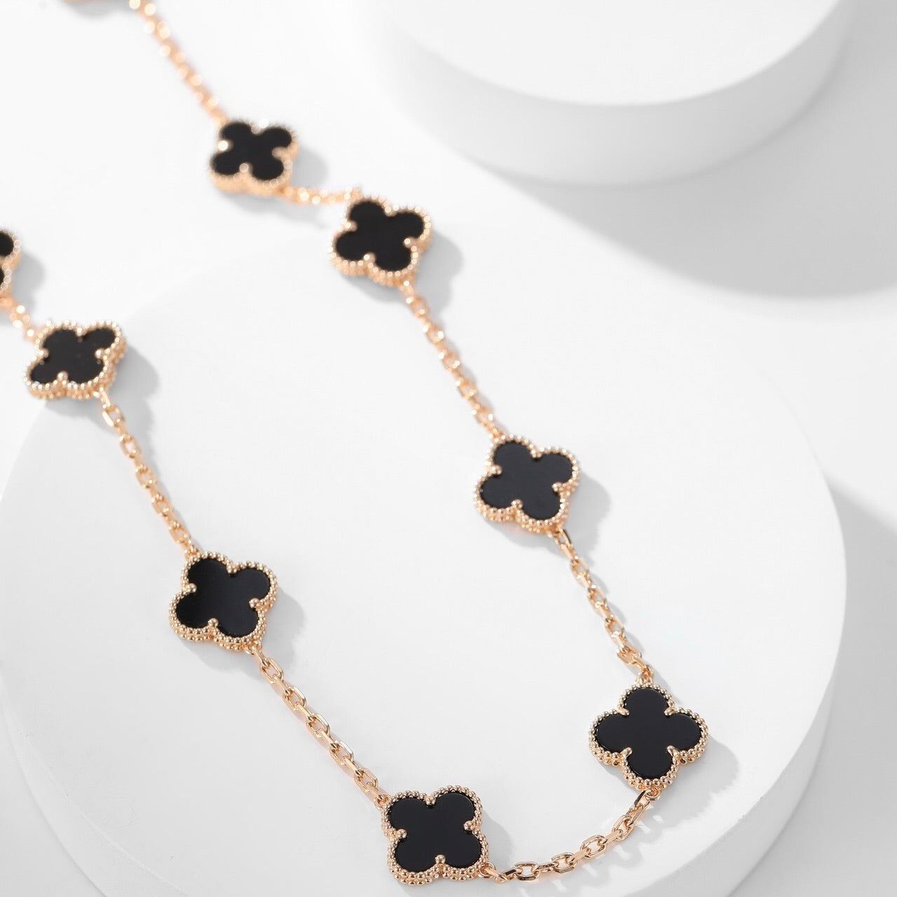 [Lunabriance]CLOVER 10 MOTIFS ONYX NECKLACE