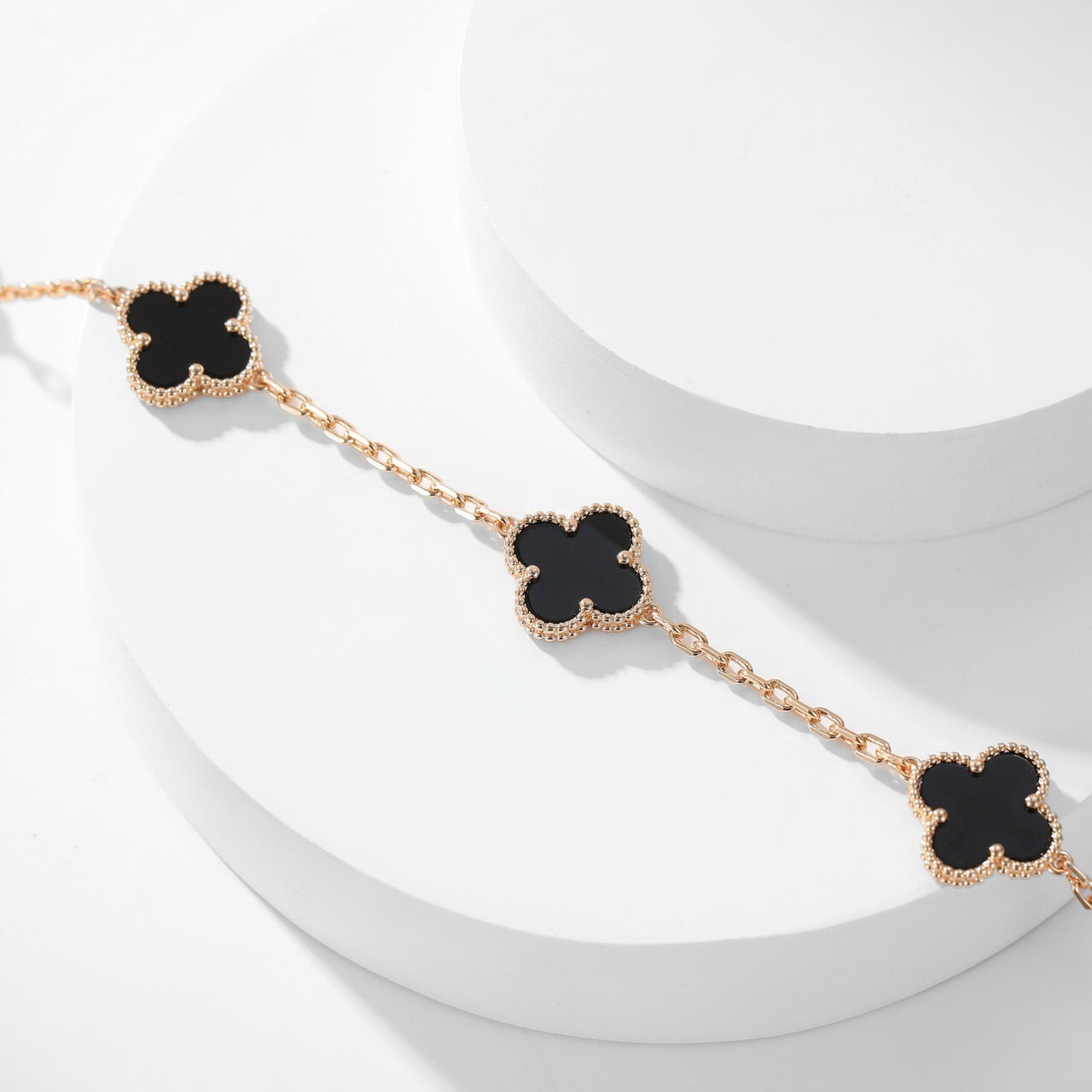 [Lunabriance]CLOVER 10 MOTIFS ONYX NECKLACE