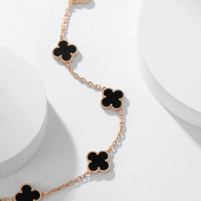 [Lunabriance]CLOVER 10 MOTIFS ONYX NECKLACE