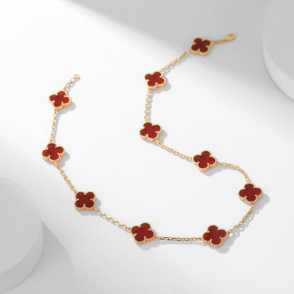 [Lunabriance]CLOVER 10 MOTIFS CARNELIAN NECKLACE