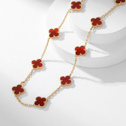 [Lunabriance]CLOVER 10 MOTIFS CARNELIAN NECKLACE