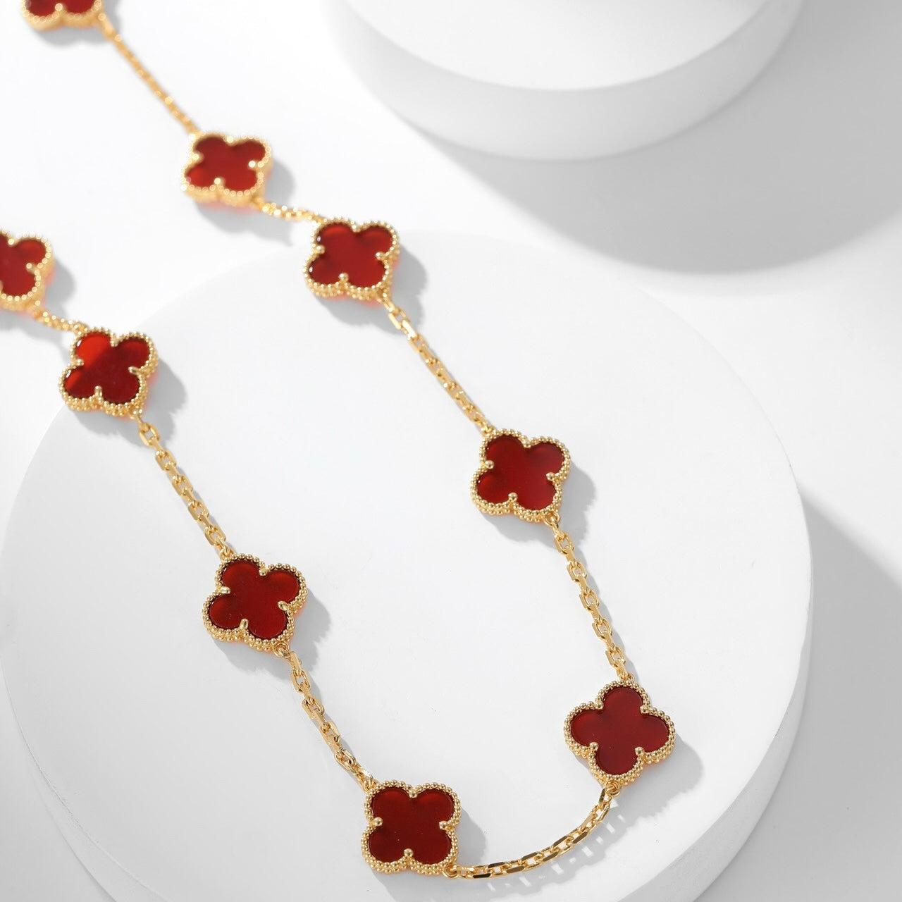 [Lunabriance]CLOVER 10 MOTIFS CARNELIAN NECKLACE