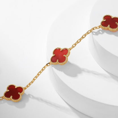 [Lunabriance]CLOVER 10 MOTIFS CARNELIAN NECKLACE