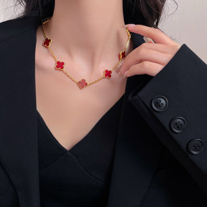 [Lunabriance]CLOVER 10 MOTIFS CARNELIAN NECKLACE