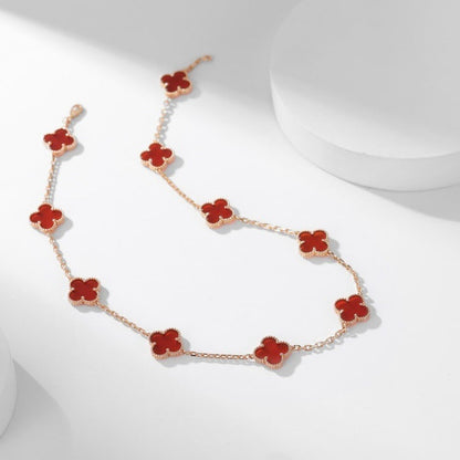 [Lunabriance]CLOVER 10 MOTIFS CARNELIAN NECKLACE