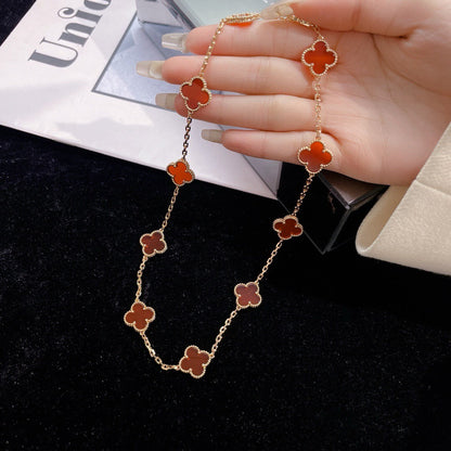 [Lunabriance]CLOVER 10 MOTIFS CARNELIAN NECKLACE