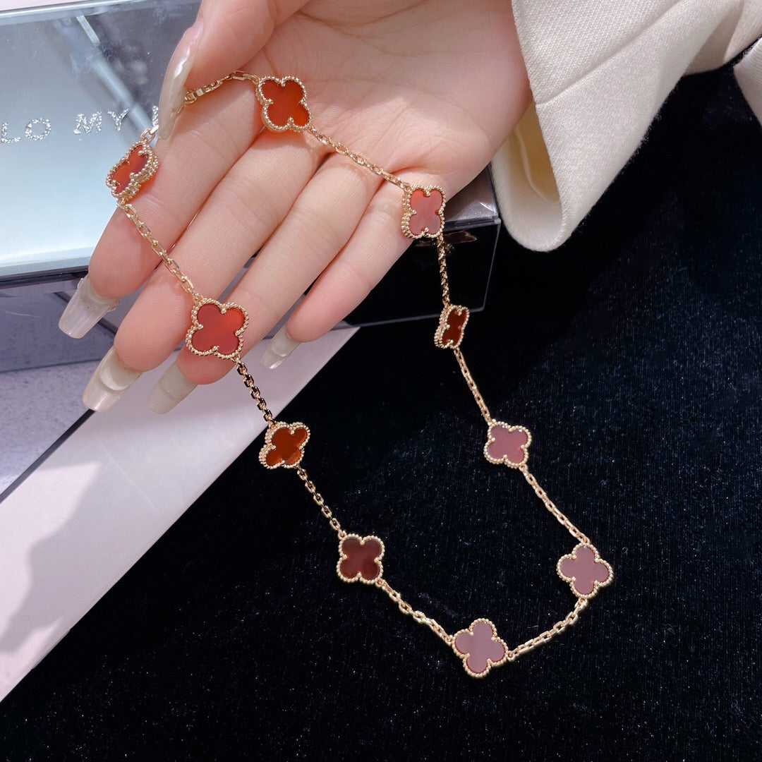 [Lunabriance]CLOVER 10 MOTIFS CARNELIAN NECKLACE