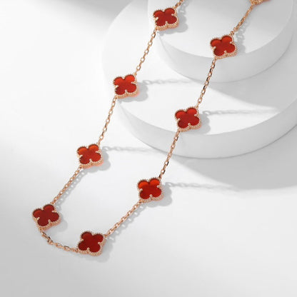 [Lunabriance]CLOVER 10 MOTIFS CARNELIAN NECKLACE