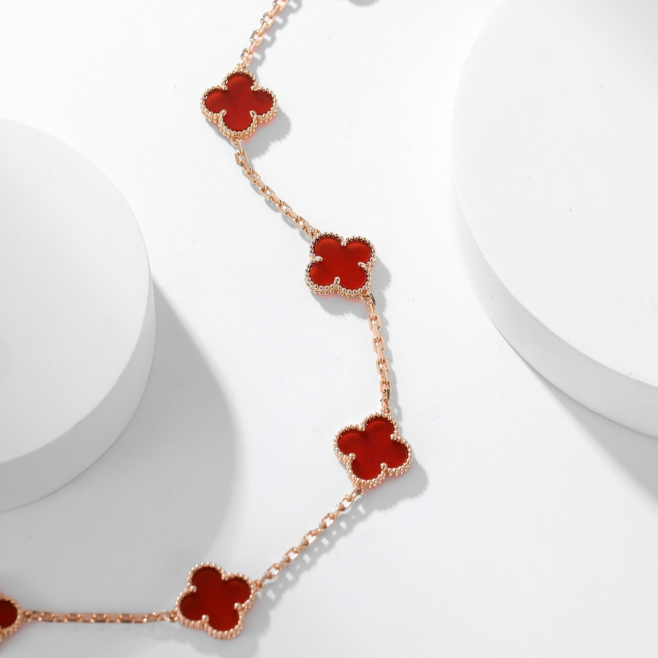 [Lunabriance]CLOVER 10 MOTIFS CARNELIAN NECKLACE