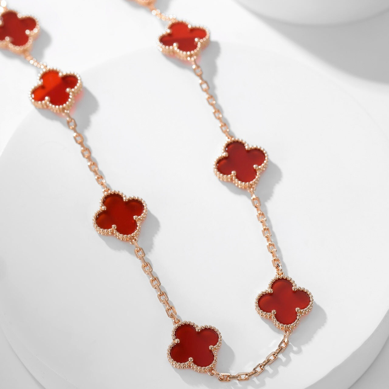 [Lunabriance]CLOVER 10 MOTIFS CARNELIAN NECKLACE