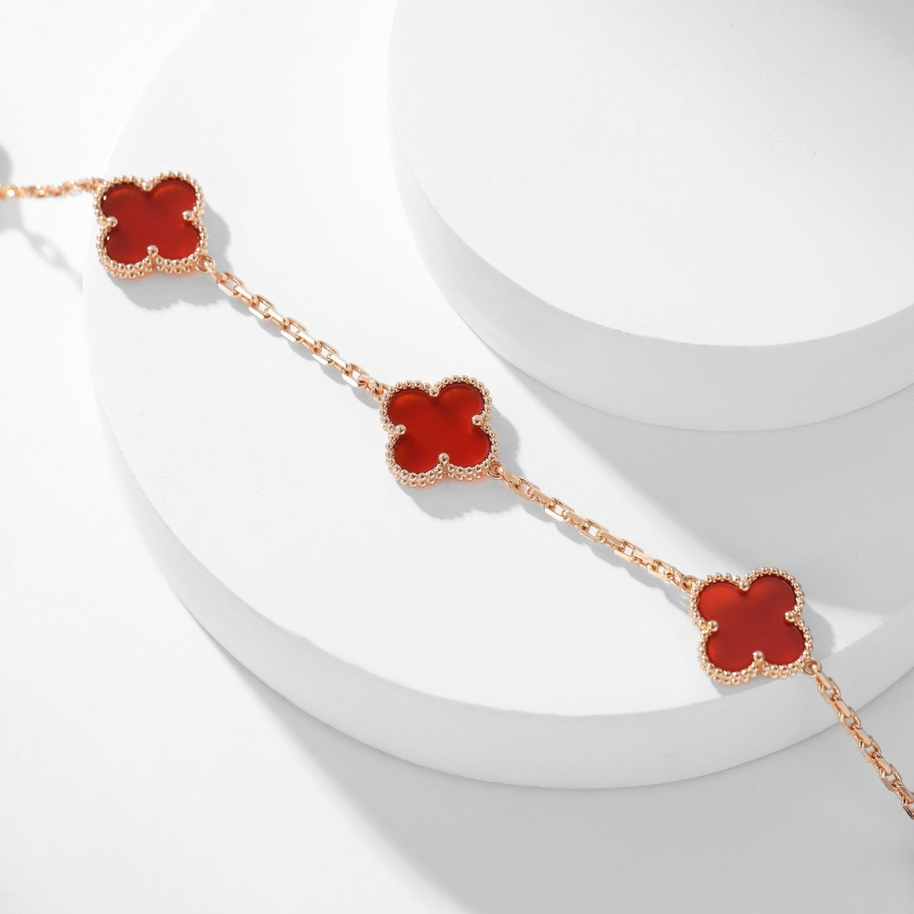 [Lunabriance]CLOVER 10 MOTIFS CARNELIAN NECKLACE