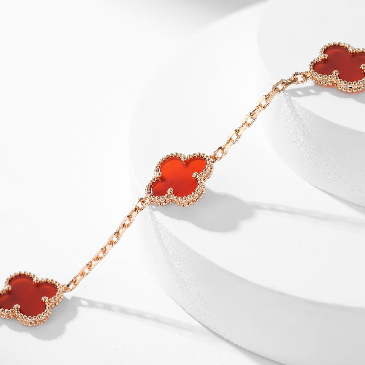 [Lunabriance]CLOVER 10 MOTIFS CARNELIAN NECKLACE