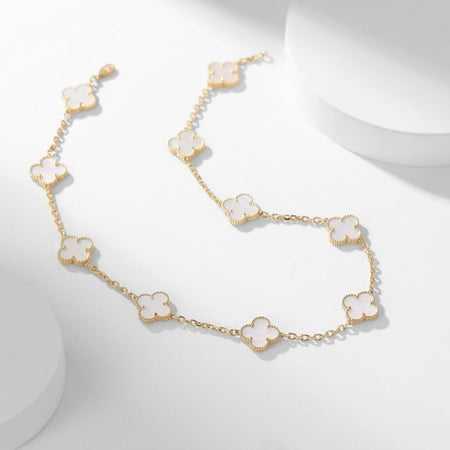 [Luna Brilliance]CLOVER 10 MOTIFS WHITE MOTHER OF PEARL NECKLACE