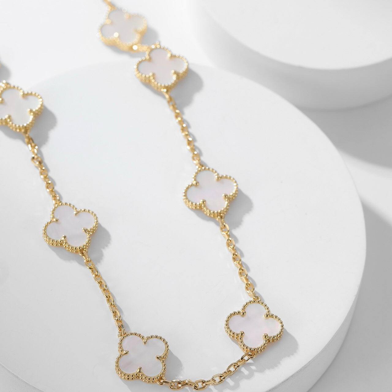 [Lunabriance]CLOVER 10 MOTIFS WHITE MOTHER OF PEARL NECKLACE