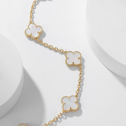 [Lunabriance]CLOVER 10 MOTIFS WHITE MOTHER OF PEARL NECKLACE