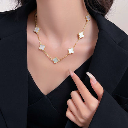 [Lunabriance]CLOVER 10 MOTIFS WHITE MOTHER OF PEARL NECKLACE