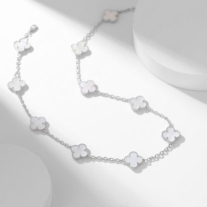 [Lunabriance]CLOVER 10 MOTIFS WHITE MOTHER OF PEARL NECKLACE