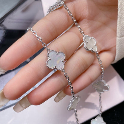 [Lunabriance]CLOVER 10 MOTIFS WHITE MOTHER OF PEARL NECKLACE