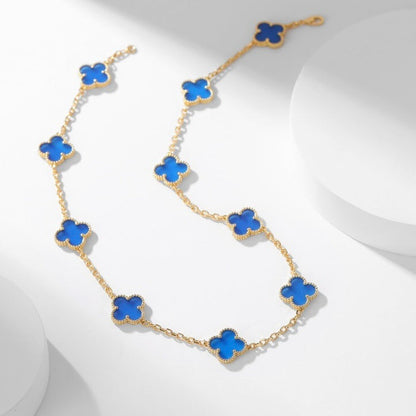 [Lunabriance]CLOVER 10 MOTIFS BLUE AGATE NECKLACE