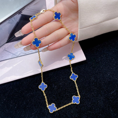 [Lunabriance]CLOVER 10 MOTIFS BLUE AGATE NECKLACE