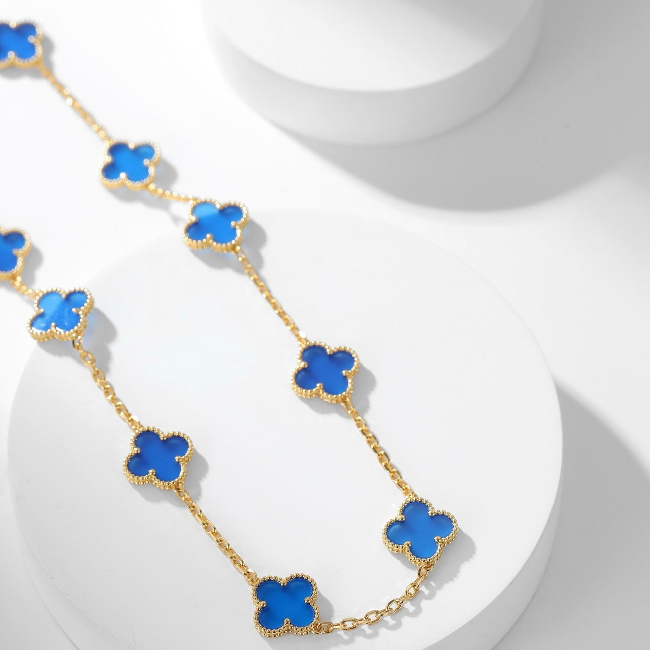 [Lunabriance]CLOVER 10 MOTIFS BLUE AGATE NECKLACE