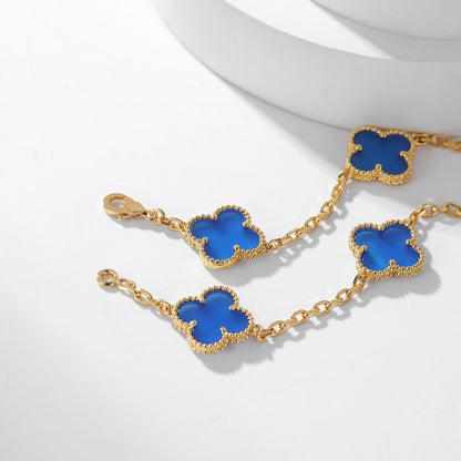 [Lunabriance]CLOVER 10 MOTIFS BLUE AGATE NECKLACE