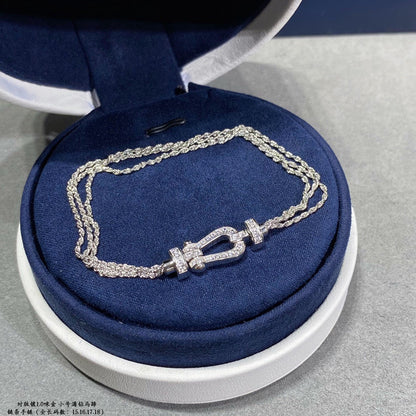 [Lunabriance]FORCE SMALL HORSESHOE  DIAMOND CHAIN ROPE BRACELET