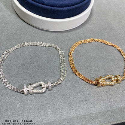 [Lunabriance]FORCE SMALL HORSESHOE  DIAMOND CHAIN ROPE BRACELET