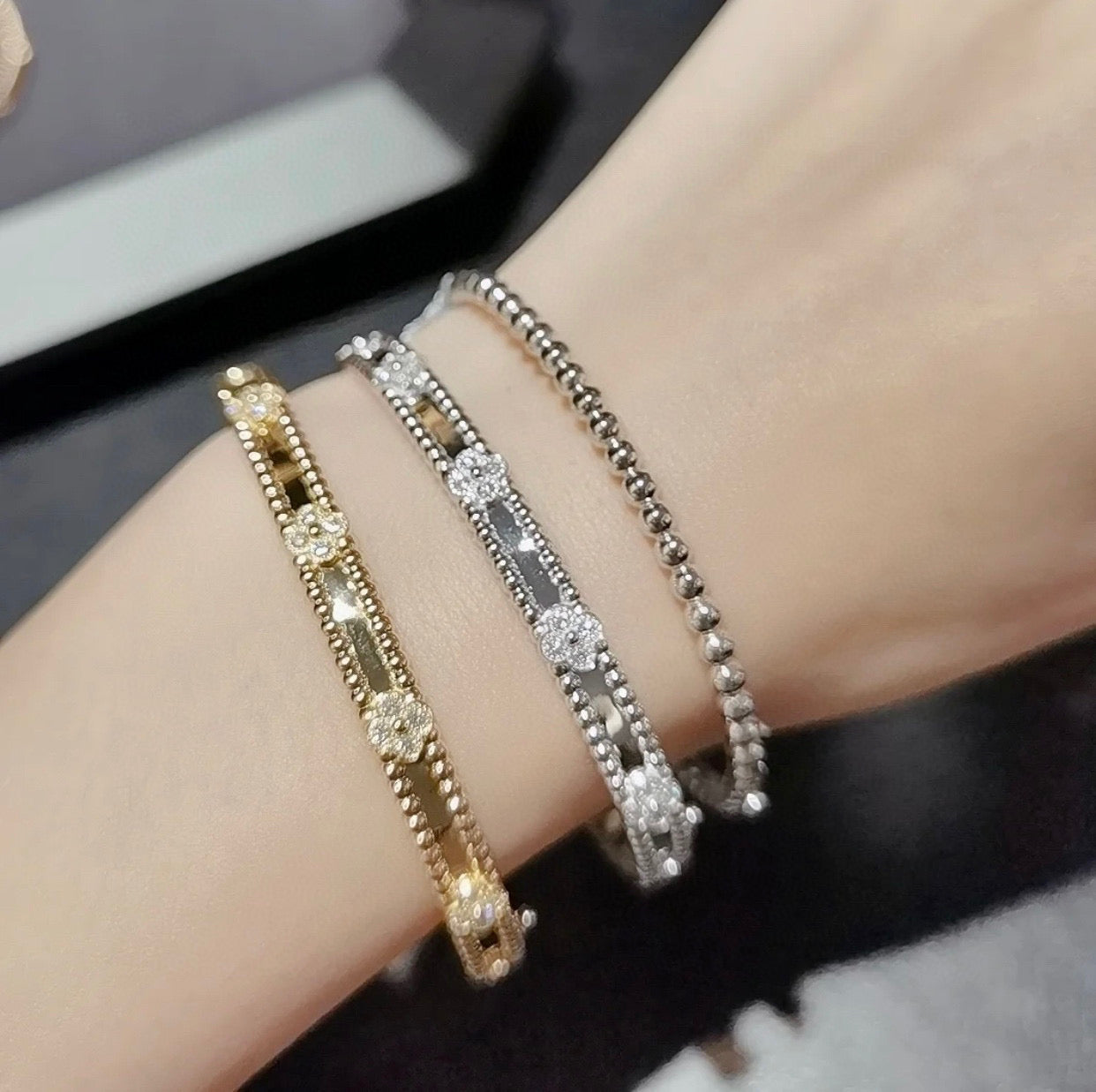 [Lunabriance]CLOVER BRACELET 4MM DIAMONDS