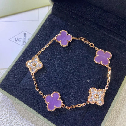 [Luna Brilliance] CLOVER 5 MOTIF VIOLET BRACELET COLLECTION