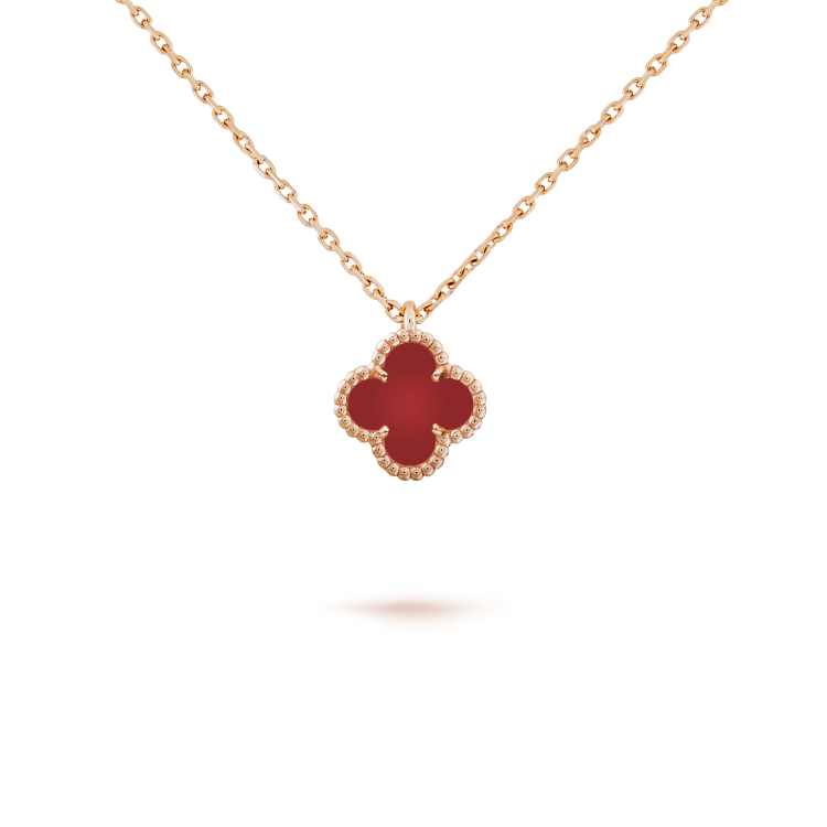 [Lunabriance]CLOVER MINI 9.5MM WHITE CARNELIANS NECKLACE