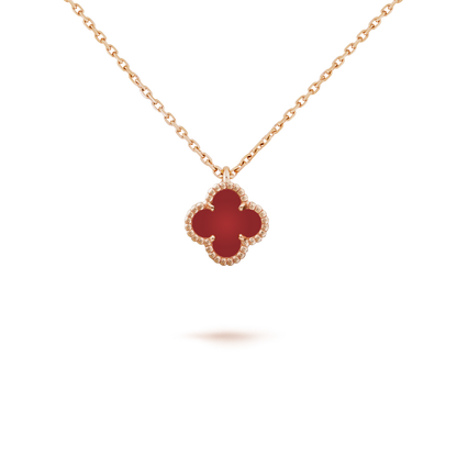 [Lunabriance]CLOVER MINI 9.5MM WHITE CARNELIANS NECKLACE