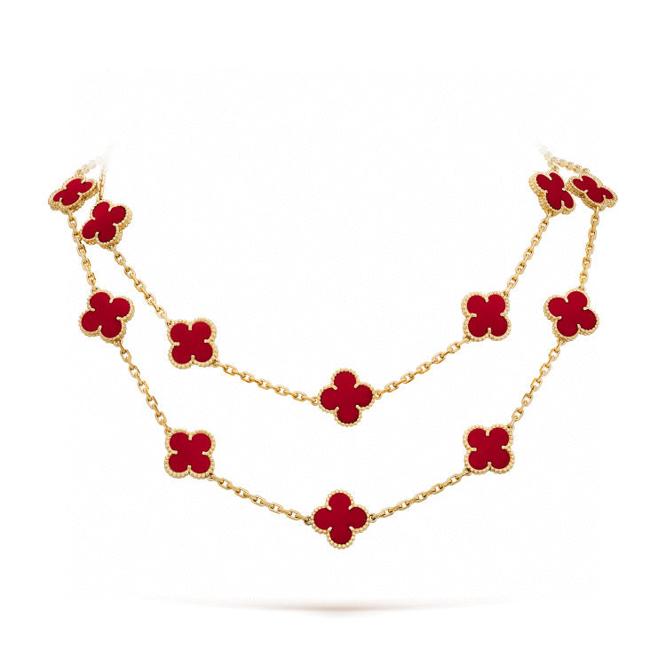 [Lunabriance]CLOVER 20 MOTIFS CARNELIAN NECKLACE