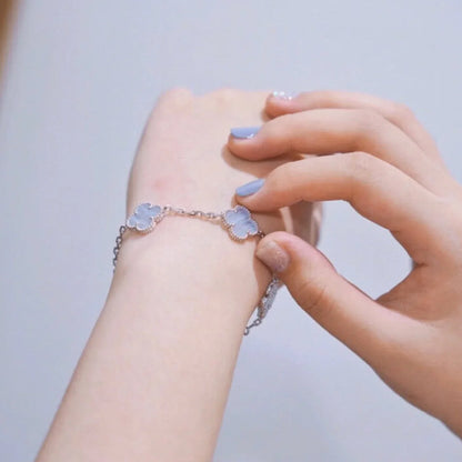 [Luna Brilliance]CLOVER 5 MOTIF PURPLE CHALCEDONY BRACELET COLLECTION