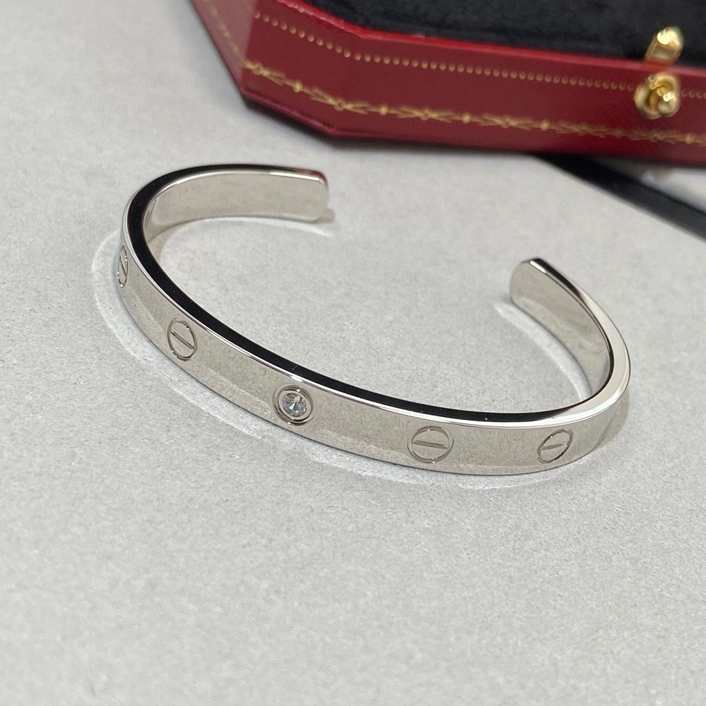 [Lunabriance]LOVE BRACELET 6.1MM 1 DIAMOND OPEN CUFF