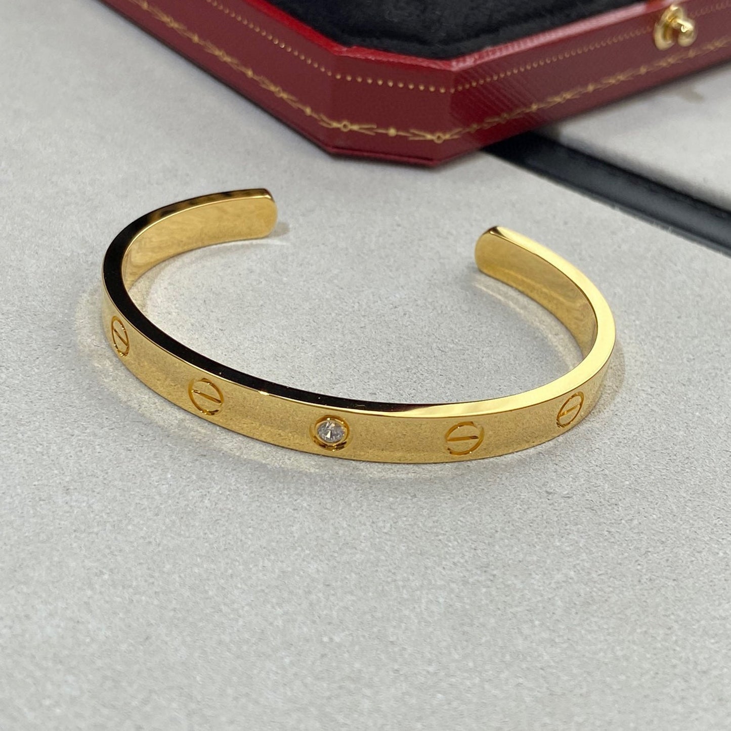 [Lunabriance]LOVE BRACELET 6.1MM 1 DIAMOND OPEN CUFF