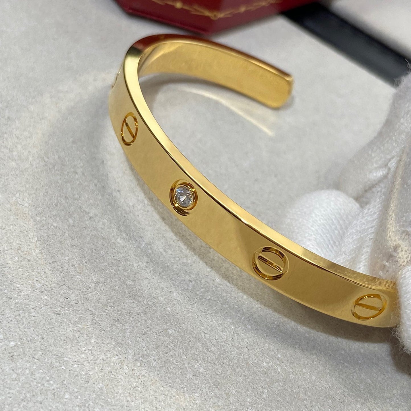 [Lunabriance]LOVE BRACELET 6.1MM 1 DIAMOND OPEN CUFF