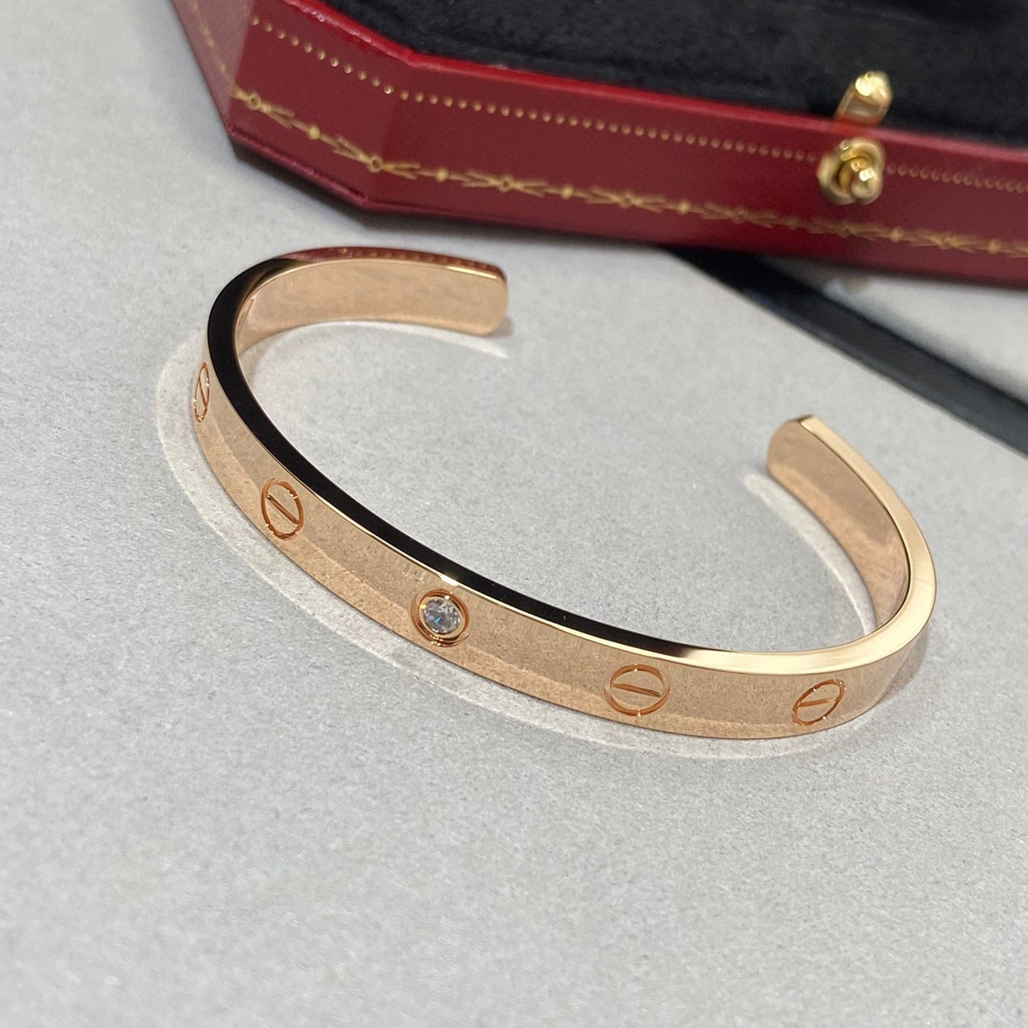 [Lunabriance]LOVE BRACELET 6.1MM 1 DIAMOND OPEN CUFF