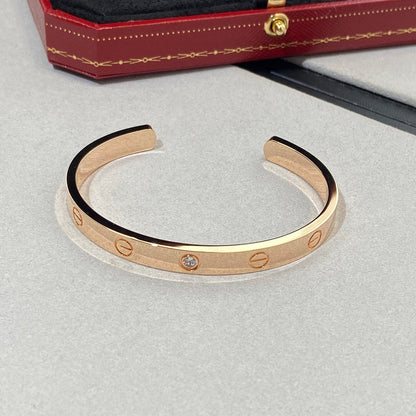 [Lunabriance]LOVE BRACELET 6.1MM 1 DIAMOND OPEN CUFF